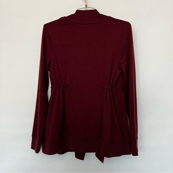 All Saints Jacket Gina Drape Open Front Long Sleeve Size XS-O Burgundy Marron - Picture 9 of 13